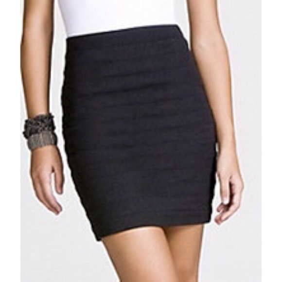 Express High-Waist Black Banded Skirt - Picture 1 of 7